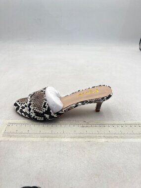 YDN Snakeskin Kitten Low Heel Mules Slip on Clog Sandals Open Toe Dress Shoe